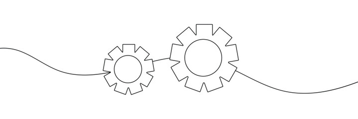 Single line drawing with one gear. One continuous line illustration&nbsp;of&nbsp;gear&nbsp;wheel. Vector Illustration&nbsp;.&nbsp;EPS&nbsp;20&nbsp;.  