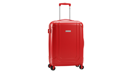 Embark on New Adventures A vibrant red suitcase symbol of exciting travel stands ready to on transparent background