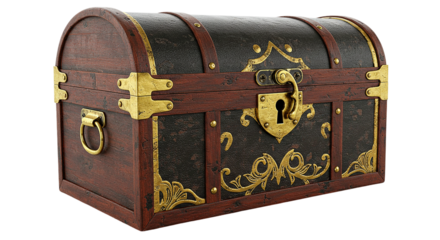 An ancient pirate s treasure chest locked with secrets and tales of the sea awaits discovery on transparent background