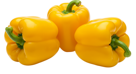 Glowing yellow bell peppers nestled closely a symbol of warmth and culinary delight against on transparent background
