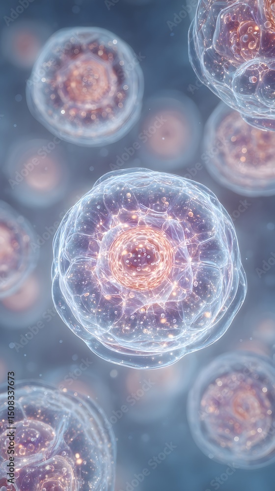 Poster an abstract and futuristic of the complex structures and patterns observed at the nano scale through
