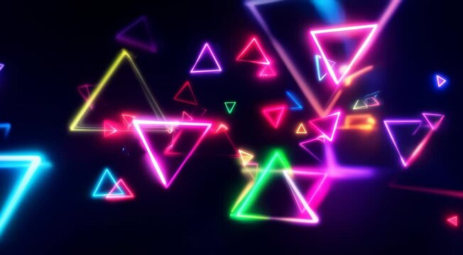 4k neon triangles abstract background video - Powered by Adobe
