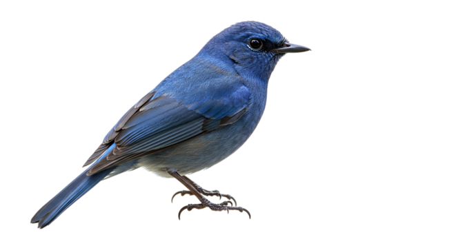 A vibrant Indigo Flycatcher perched in quiet contemplation its deep blue plumage catching the on transparent background