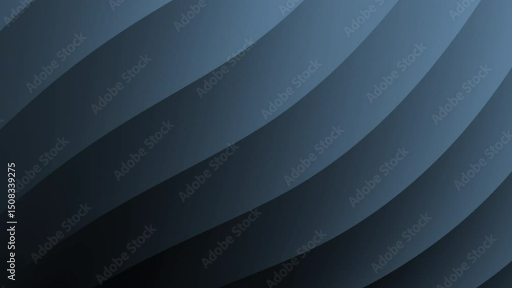 Poster abstract blue and black wavy lines smoothly curve across a gradient background creating a modern, mi