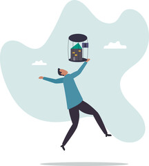 Mortgage payment problem, housing debt in economic crisis.character for design.