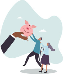 Protect retirement pension money from fraud, ponzi scheme or cost and tax that impact retiree investment fund .character for design.