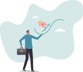 .Stock market rebound, make profit from investment or growing wealth, get rich or financial success savings.character for design.