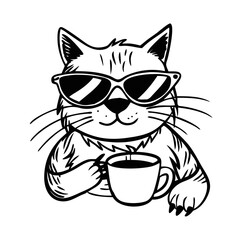 Cat thug life vector icon 