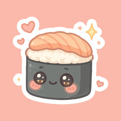 Kawaii sushi mascot in cartoon style Cute shushi menu