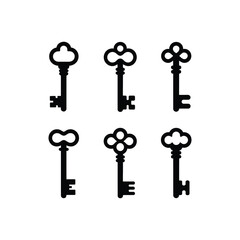 set of keys silhouette vector art illustration 