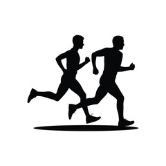 A man and a woman are running vector art illustration 