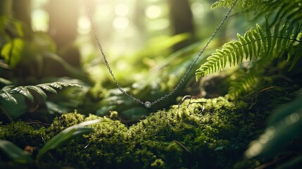 Diamond Pendant Necklace Hanging in Forest