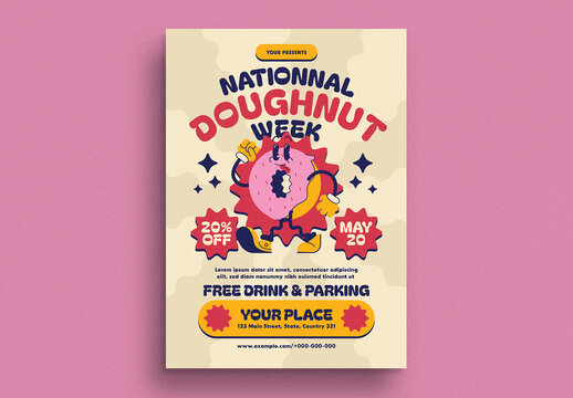 Retro Trendy National Doughnout Week Flyer