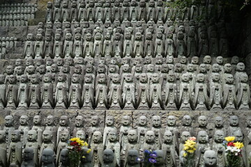 Fototapeta premium Thousands of Jizo Statues A Serene Stone Buddha Hillside in Japan