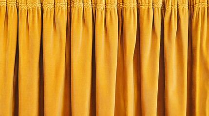 Close-up view of mustard-yellow velvet curtains.