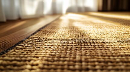 Close-up view of a woven doormat.