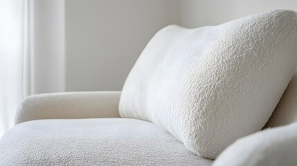 Close-up view of a white textured couch.
