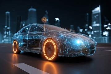 3D model of an electric self-driving car, designed for autonomous, eco-friendly transportation.