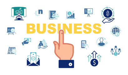 Business has been around since the Industrial Revolution. Set of investment icons. Business infographics. SEO, sign. Economy, money. Concept of dollar, financial profit, shares. Vector illustration