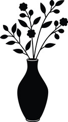 vase with flowers and leaves