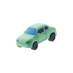 3D electric car icon in isometric view, modern eco-friendly vehicle with smooth shape and clean design