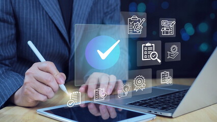 Quality control management with Quality Control QC and Quality Assurance QA to Compliance to regulations and standards and improvement. , Certification