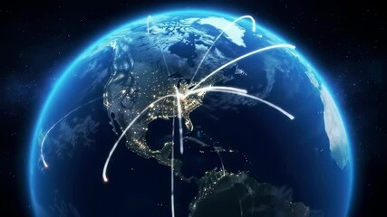 Earth from space with glowing network lines, global connectivity and communication network, digital data transfer concept - Powered by Adobe