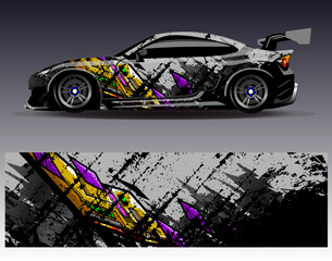 Car wrap design vector. Graphic abstract stripe racing background designs for vehicle, rally, race, adventure and car racing livery