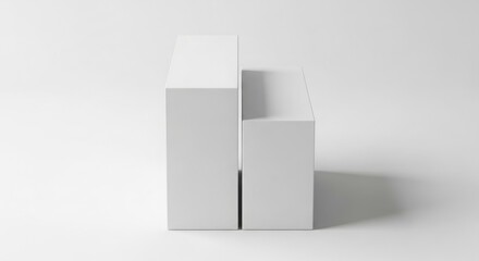 Two Simple White Cubic Display Platforms Against a Plain Background