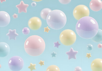 dreamy floating spheres pastel bubbles abstract background soft gradient colors digital art illustration design
