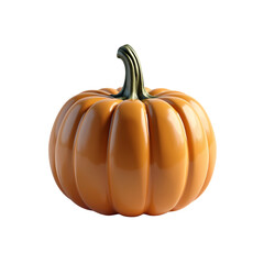 Obraz premium A single orange pumpkin with a green stem isolated against a plain black background in studio shot isolated on transparent background