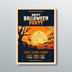 halloween party poster celebration template