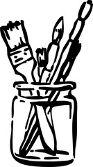 Painting tools, art supplies, painting brush illustration, vector