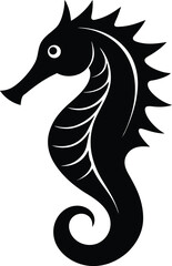 Obraz premium seahorse head icon silhouette on white background.eps