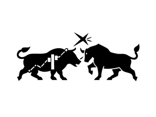 Creative Layered Paper Cut Art Piece Of A Bull And Bear Icon