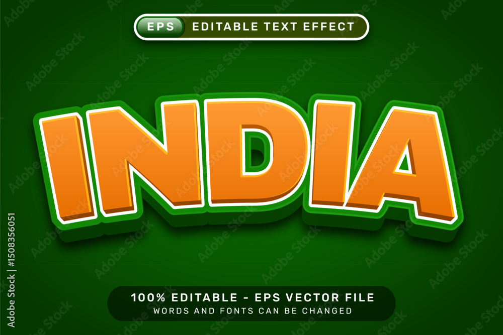 Poster india text effect and editable text effect with indian flag color background