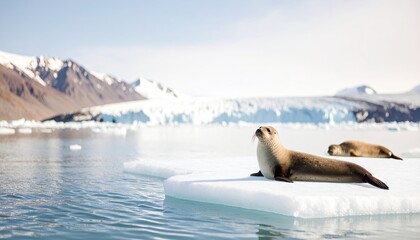 Seals Lounging Ice Floes Serene