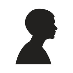 Modern Minimalist Black Silhouette Male Profile Avatar Icon - Clean Vector Graphic for Web & App UI, Default Account Placeholder, Generic Online Identity Symbol, Side View.