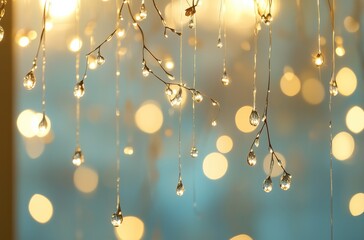Warm Raindrops - Glowing Droplets on Branches for Christmas Cards