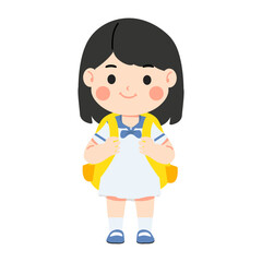 Fototapeta premium Kid Girl Illustration of School with Backpack