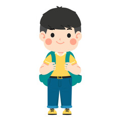 Illustration of Schoolboy with Backpack