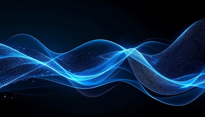 Abstract Blue Wave Lines and Dots Dynamic Data Visualization Background
