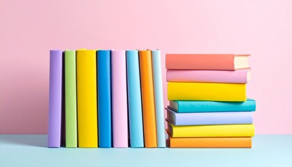 stack of colorful books
