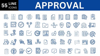 Big set of approval related line icons. editable icon set. Editable stroke. Vector illustration.