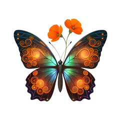Transparent Butterfly Floral Clipart – Watercolor Nature Elements with Transparent Background