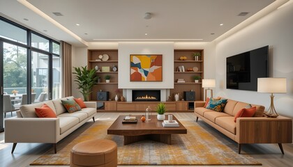 Fototapeta premium Modern Living Room Interior Design Stylish & Comfortable Space