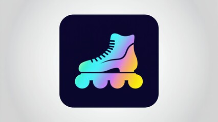 Colorful roller skate icon illustration for sports fitness and recreation design