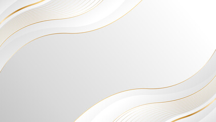 Elegant white-gray luxury wave background with gold lines. Abstract modern wallpaper. Suitable for templates, banners, covers, sales, events, awards, websites, pages and more