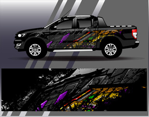 Car wrap design vector. Graphic abstract stripe racing background designs for vehicle, rally, race, adventure and car racing livery