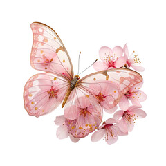 Transparent Butterfly Floral Clipart – Watercolor Nature Elements with Transparent Background